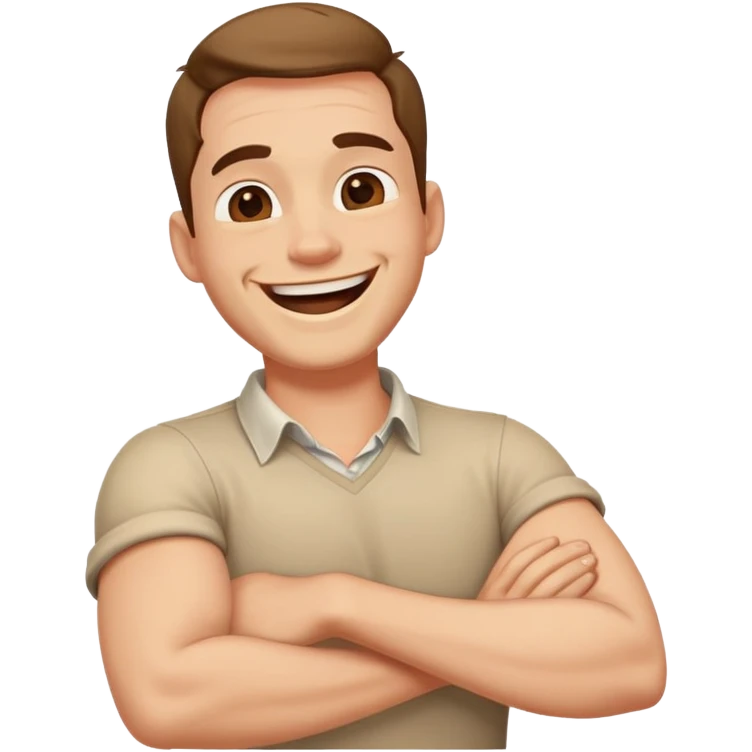 Arms crossed holding neck laughing guy emoji