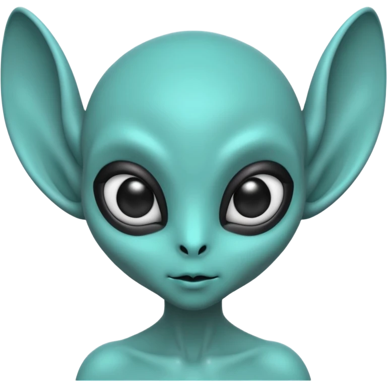 teal alien with two ears and big black eyes emoji