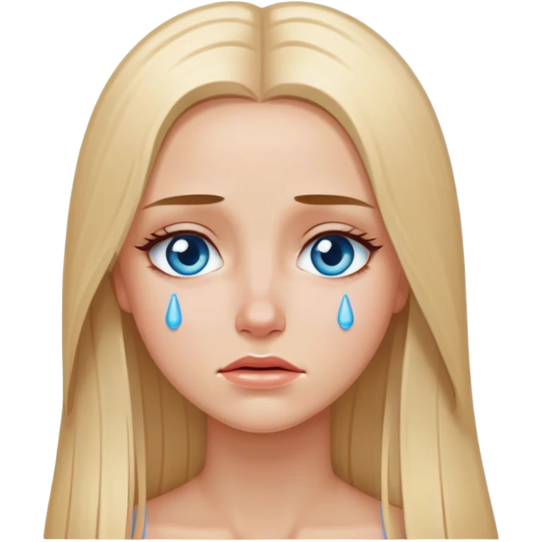 beautiful white girl with long straight blonde hair blue eyes crying  emoji