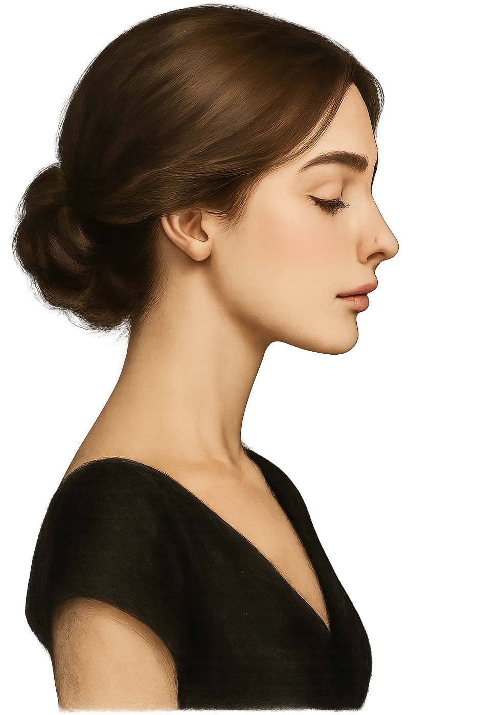 pretty girl profile, elegant, no background emoji