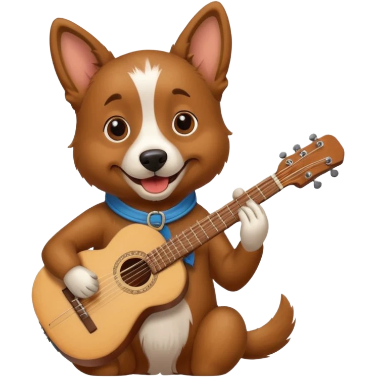 happy dog playing guitar emoji