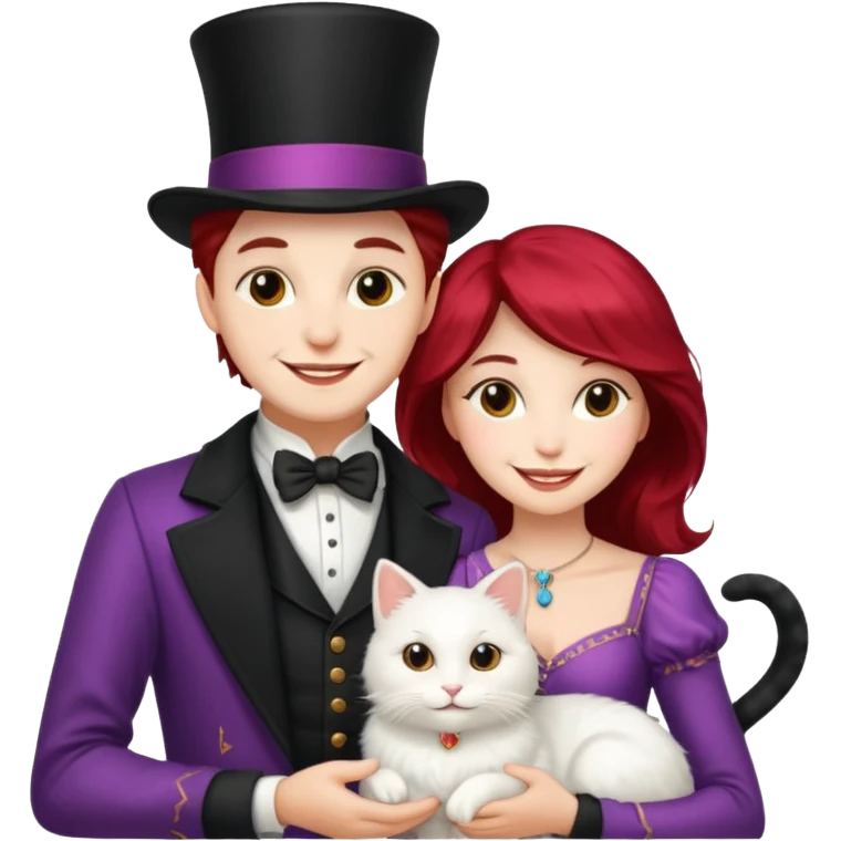 magician couple and their pet cat emoji