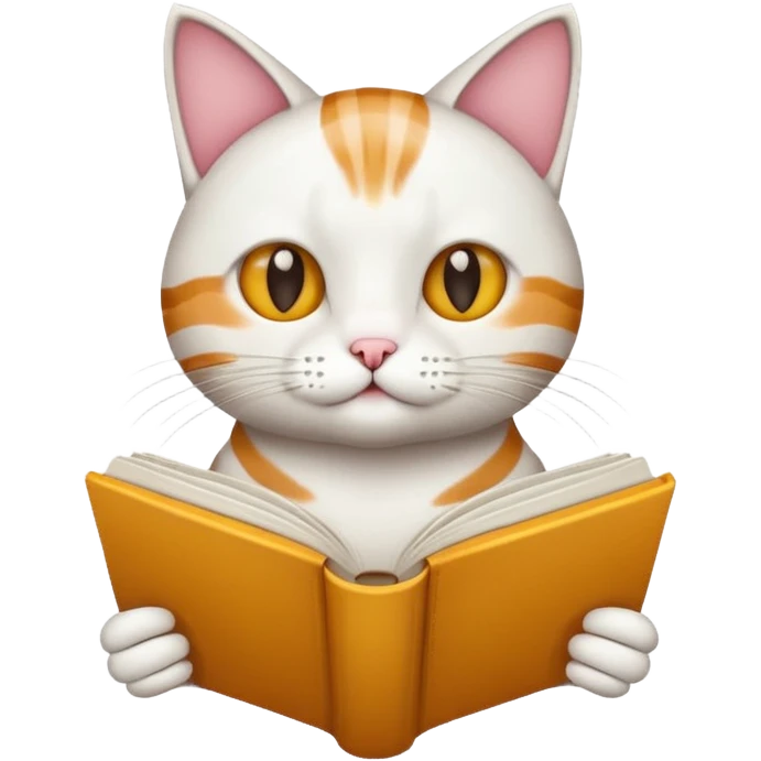Cat reading white book emoji