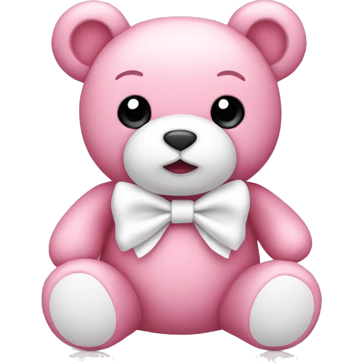 Pink teddy bear with white bow emoji