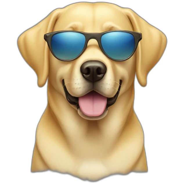 Yellow lab dog face wearing sunglasses emoji