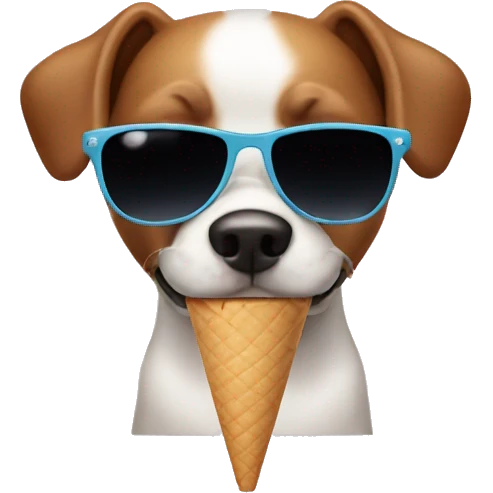 dog eating ice cream with sunglasses emoji