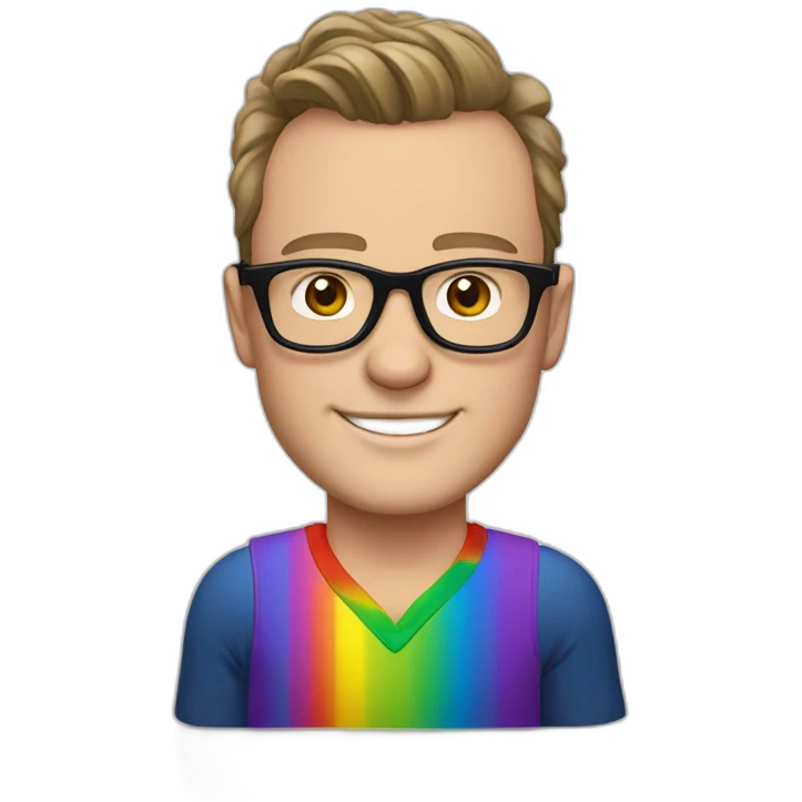 Jonathan Toews wearing glasses and rainbow clothes emoji
