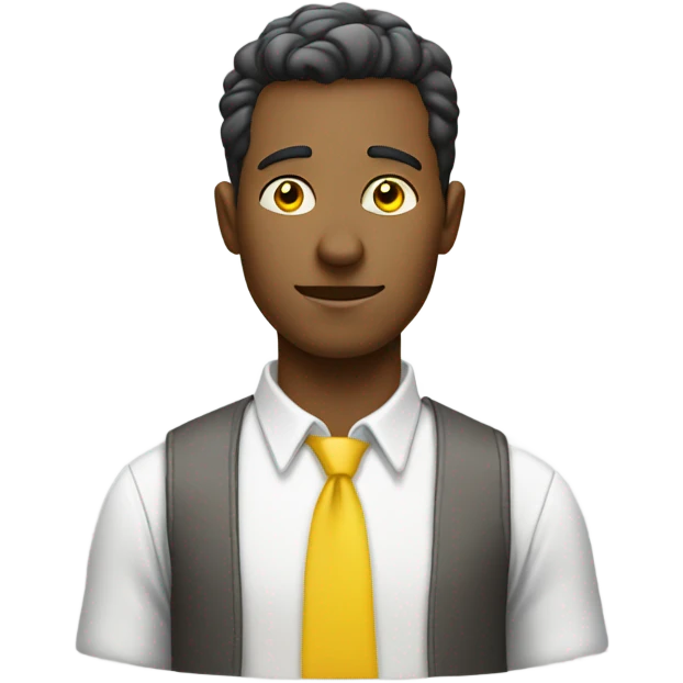 yellow skin man typing on keyboard wearing white button down shirt front view emoji