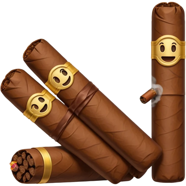 Emoji-style cigar icon, dark brown wrapper, subtle smoke, minimalistic, clean silhouette emoji