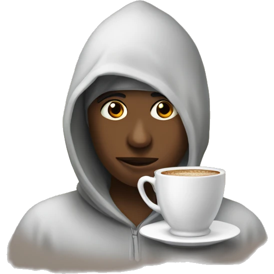 Person with hoodi and a cup of coffee  emoji