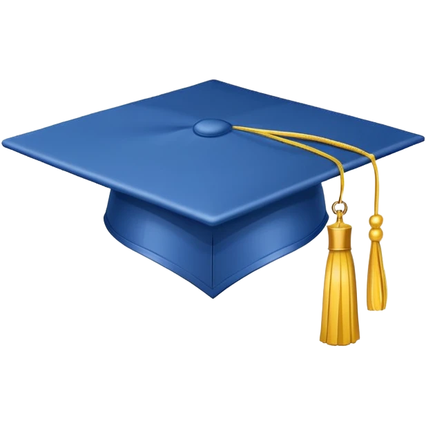 blue graduation cap with yellow tassel emoji