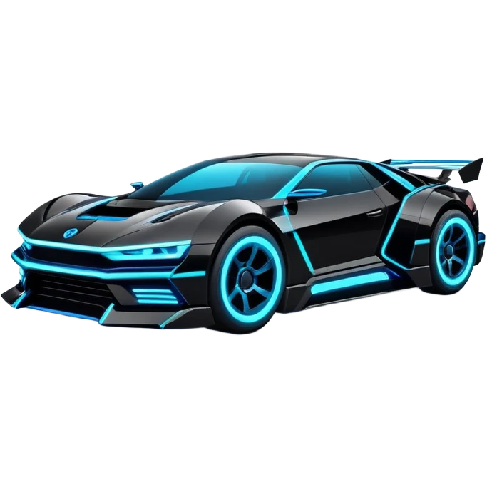 futuristic black and blue cyberpunk car emoji
