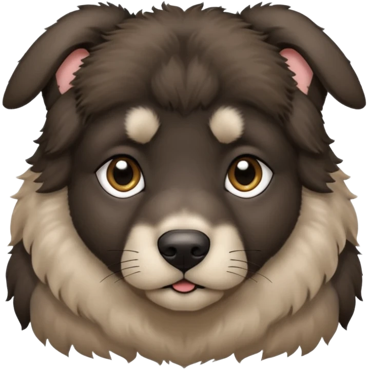 A dark-colored Caucasian Shepherd puppy with cropped ears emoji