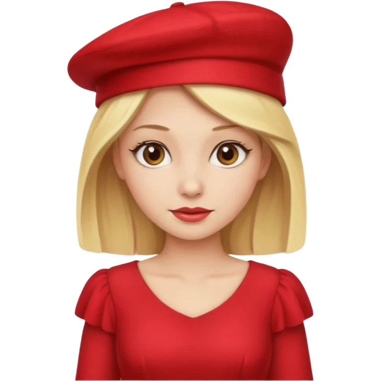 blonde woman wear red hat and dress emoji