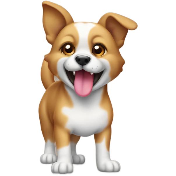 Perro de cuerpo completo pequeñito jugando con su lengua fuera emoji