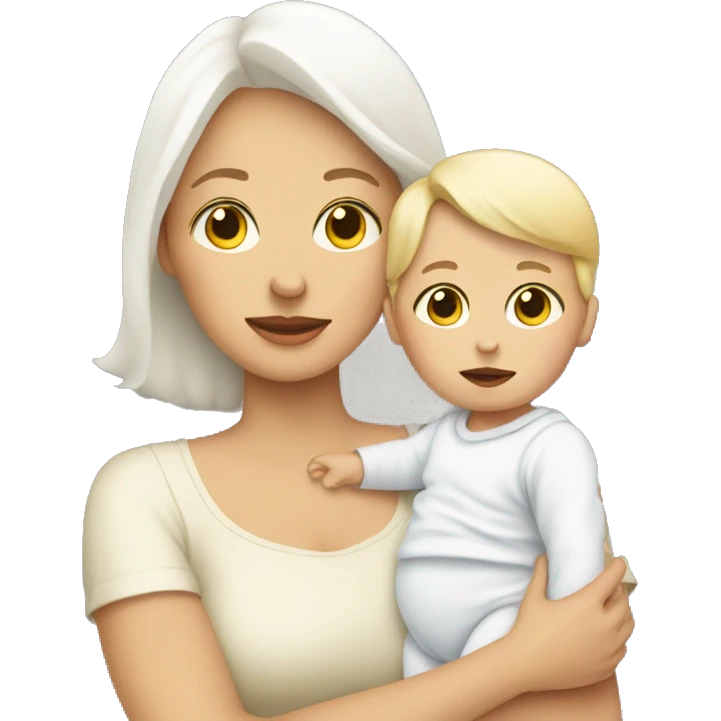 white mom holding little white baby emoji