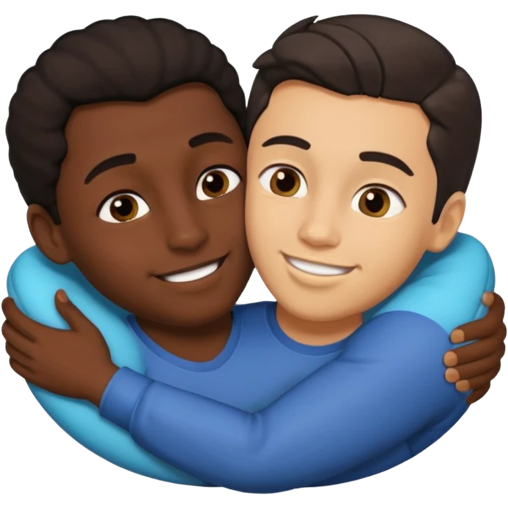 1 Dark skin male , 1 light skin dark hair male,spooning, kissing, touching, in love emoji