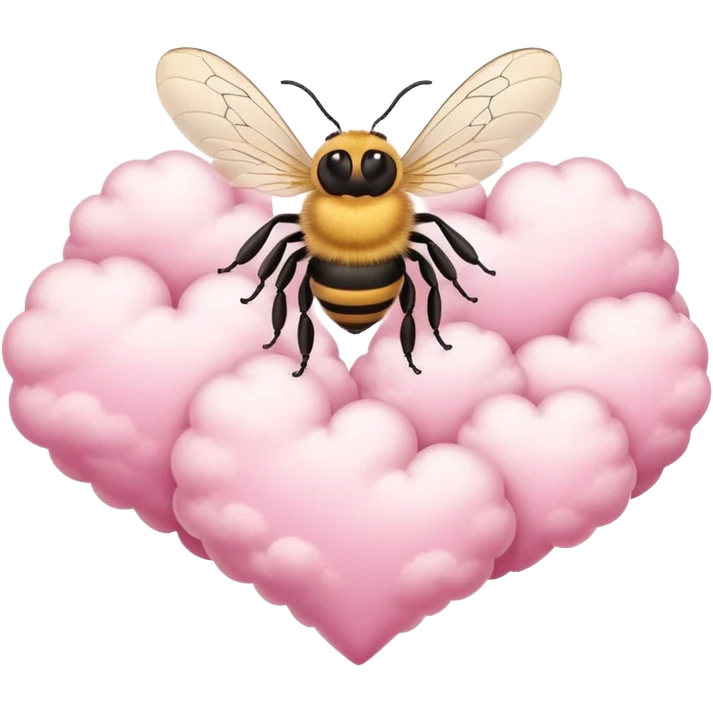 pink hearted + cloud + bee emoji