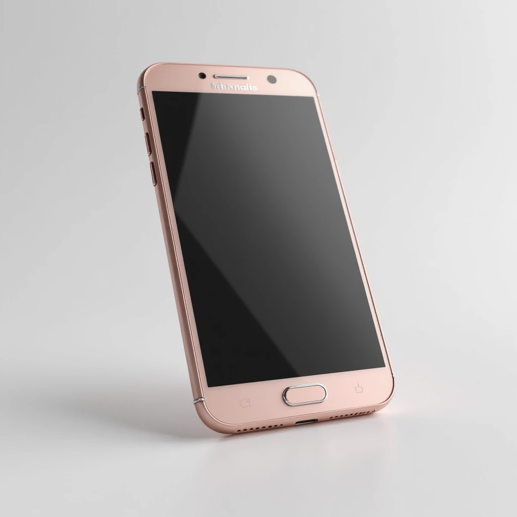 Realistic smartphone, front view with screen on, rose gold color, high detail, photorealistic style emoji