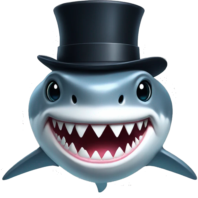 Shark with a top hat emoji