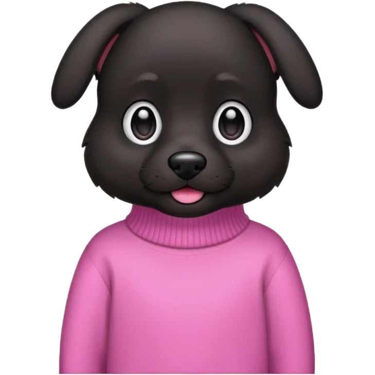 Udělat emoji z mého psa s růžovým svetrem má černou srst a má docela malý obličej  emoji