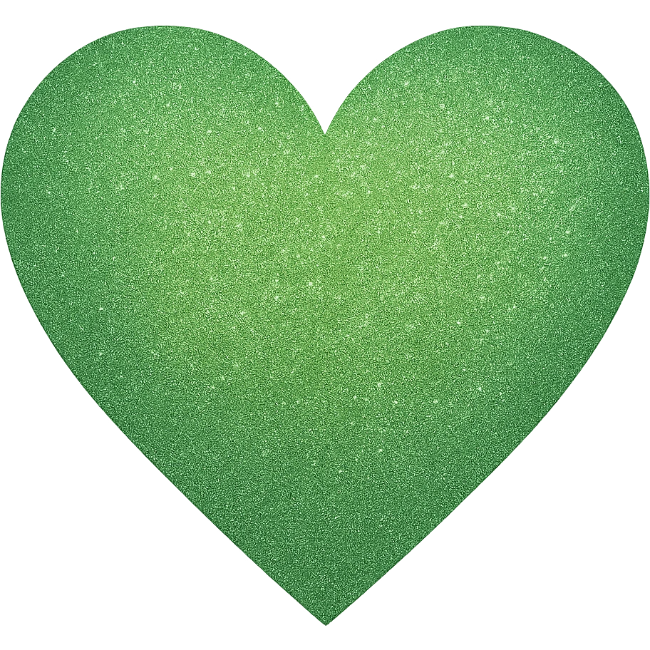 Edit the glittery blue color heart with a subtle gradient and no border to a glittery green color heart with a subtle gradient and no border. Keep the background transparent. Maintain the glittery texture and subtle gradient effect in green emoji