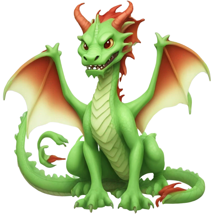 chinese dragon [politically incorrect, ( { female, alien, color: light green, hair:red, eyes:cat} ] on a [{ white dragon}]) emoji