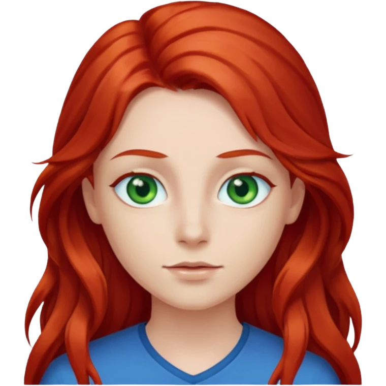 Like the first but her eye green  and blue and her hair red that brolong herwn  emoji
