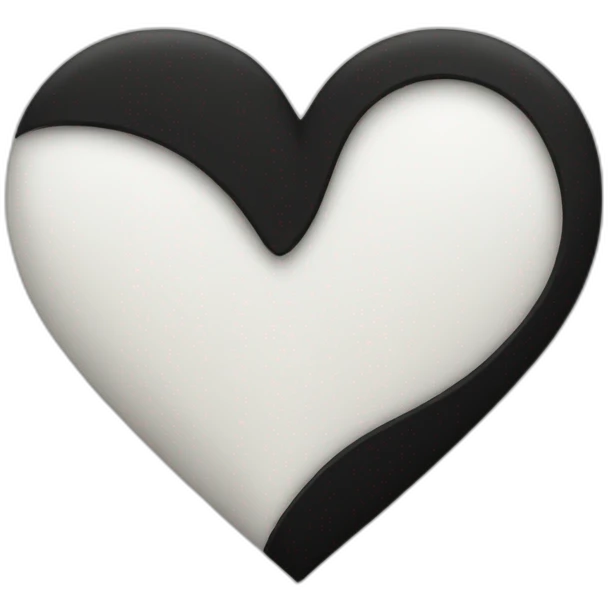 Half white half black heart emoji