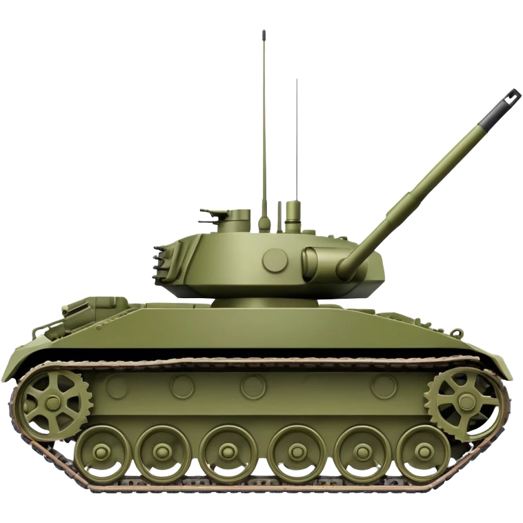 Military battle tank with gun turret and treads emoji