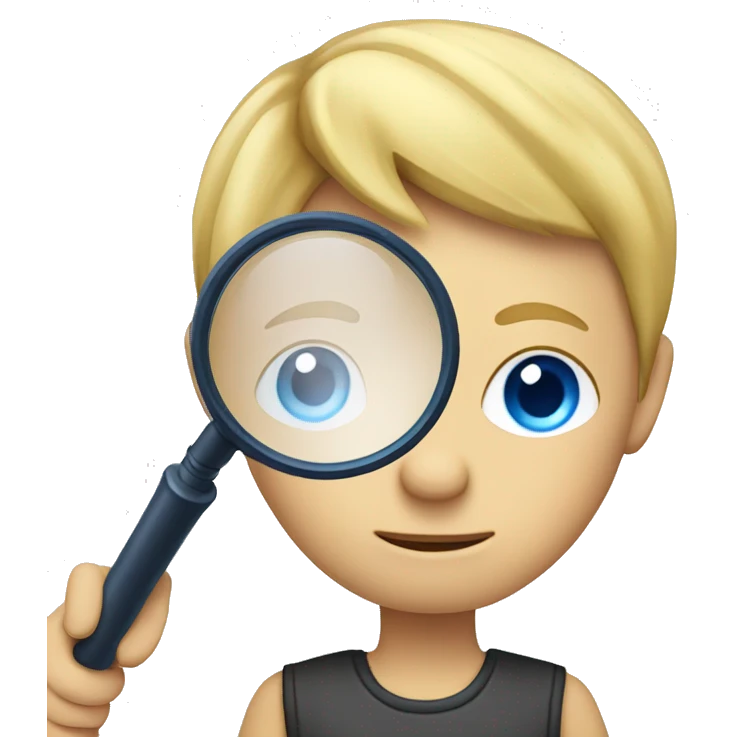 blonde &blue eyes boy with a magnifying glass emoji