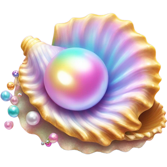 Lisa Frank sparkle open sea shell with pearl  emoji