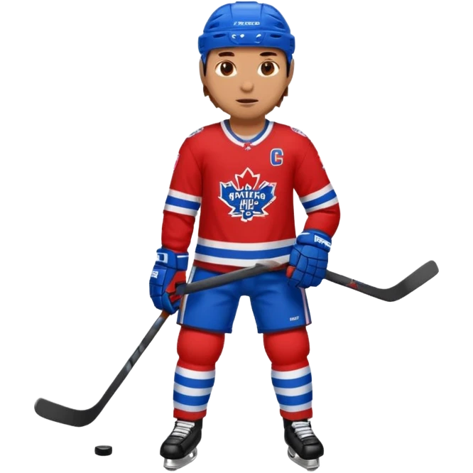 Hockey player in red and blue full body emoji