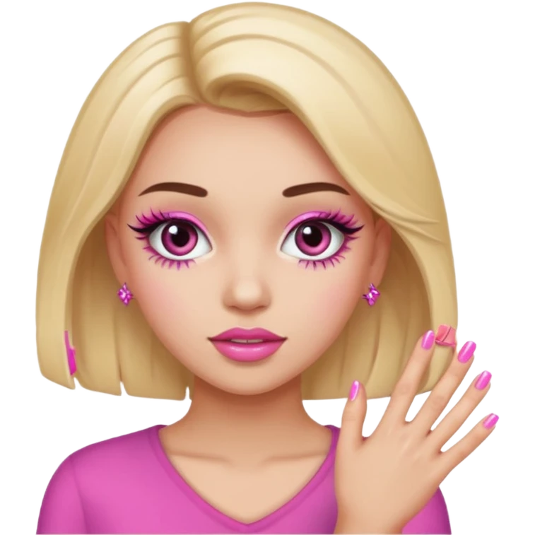 Girl with pink nails and lashes emoji