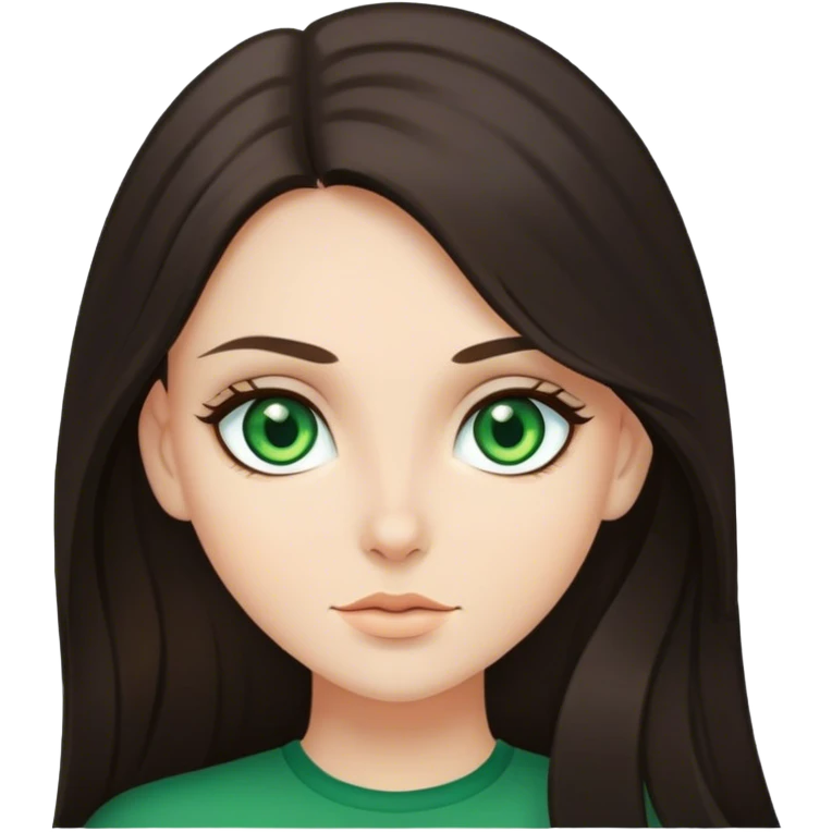A green-eyed brunette with long dark hair and fair skin emoji