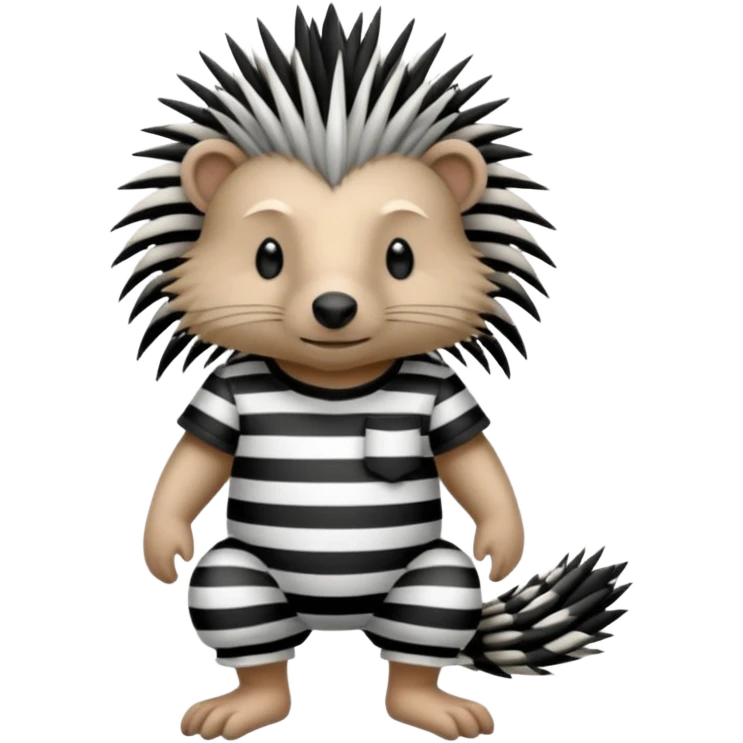 Laying down porcupine with black and white striped prison outfit, and ankle bracelet emoji