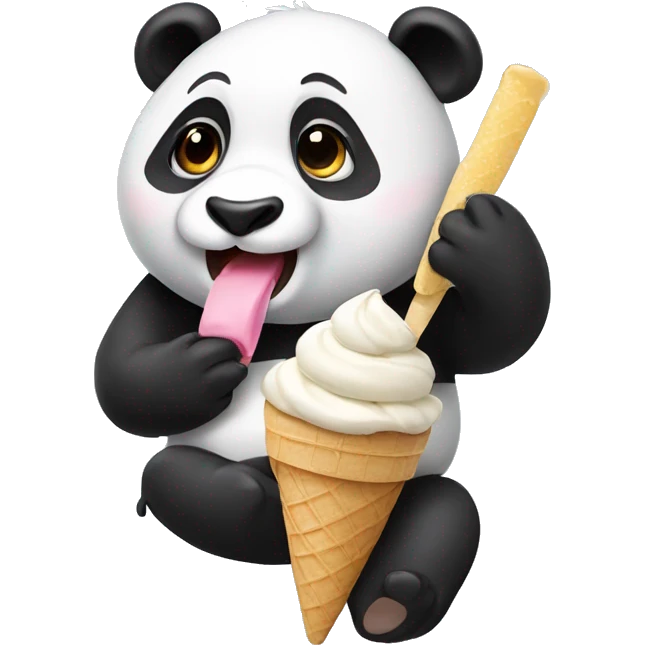 Panda eating ice cream emoji