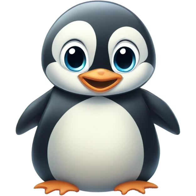 A baby penguin and a baby frog in cartoon style hugging at Christmas emoji