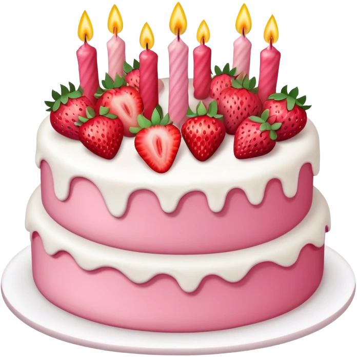 Pink strawberry birthday cake with 27 on it  emoji