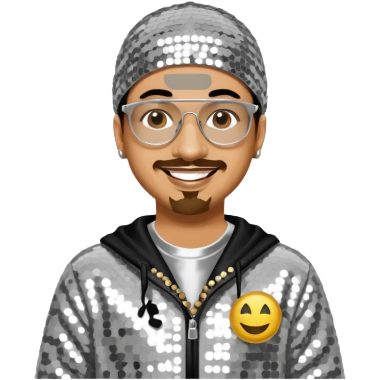 Ali G with silver sequin outfit emoji