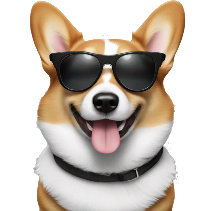 Black and white corgi with sunglasses on emoji