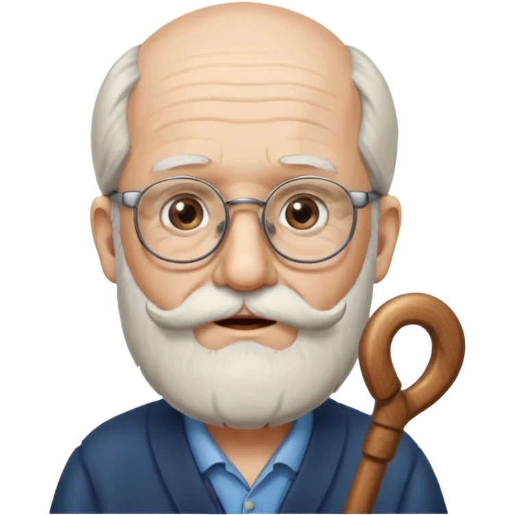 Anciano barba blanca muy larga bastón audifonos sordera lentes  emoji