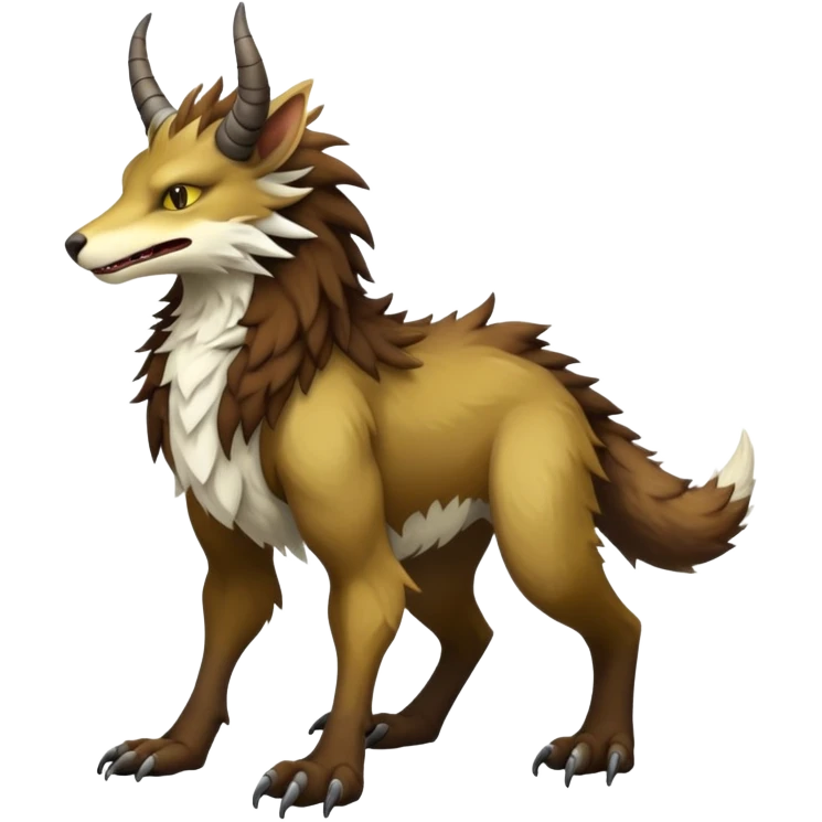 Sergal-Vernid-hybrid-animal-creature, full body, 4 legs, horned emoji