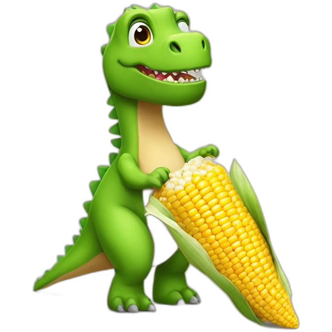 Dinosaure qui porte une chemise et tien un bol de corn flex emoji