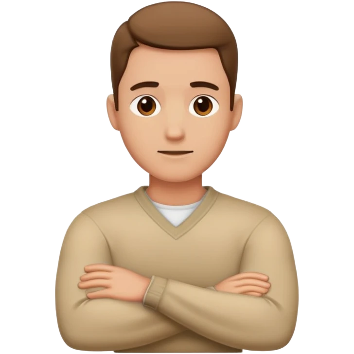 Man crossed arms around neck emoji