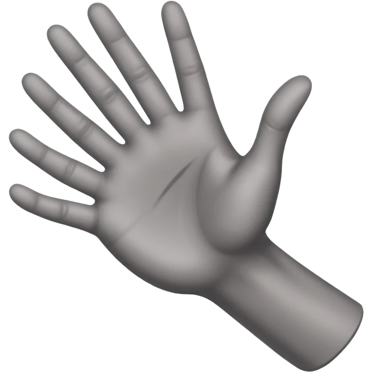 front angle view of a grey colored arm and 5 fingered hand reaching out emoji