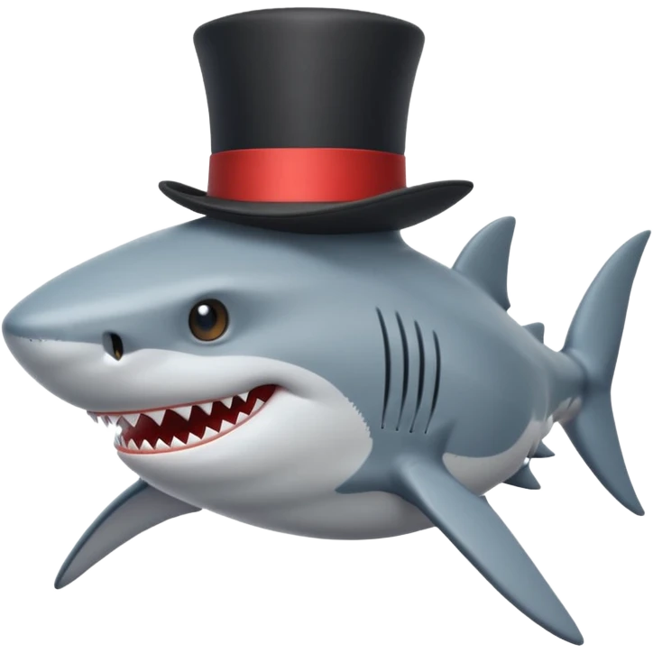 Shark with a top hat emoji