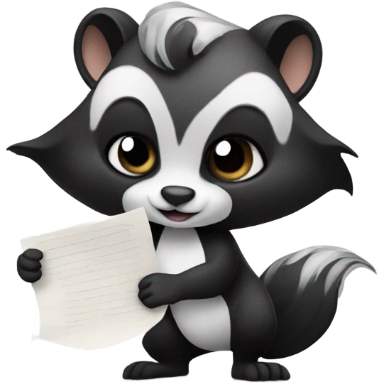 Skunk holding drawing paper  emoji