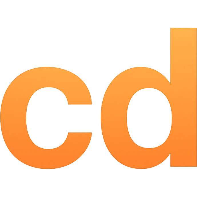 letters 'cd' in bold modern style orange gradient color emoji