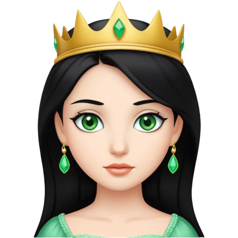 Princess with black hair and green eyes emoji
